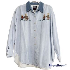Quizz New York Plus vintage denim button up top